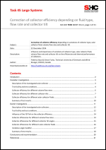 Correction of collector efficiency depending on fluid type, flow rate and collector tilt